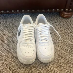 Size 10 men’s Air Force 1s  white and black